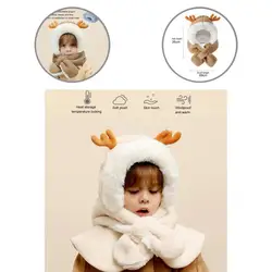 Plush Cap Fashionable Pilling Resistance Wind-proof Kids Winter Hat Scarf Set for Ourdoor  Children Hat  Ear Protect Cap