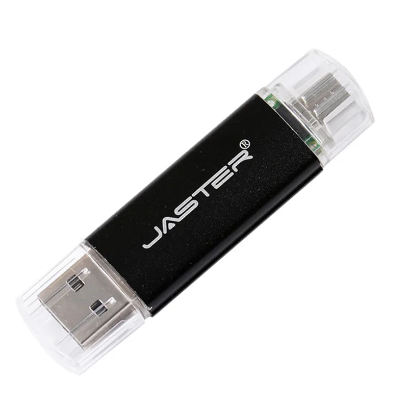 JASTER 2 в 1 USB флеш-накопитель 128 ГБ высокоскоростной флеш-накопитель 64 ГБ 32 ГБ 16 ГБ 8 ГБ внешний накопитель двойного назначения микро USB накопитель - Цвет: Black
