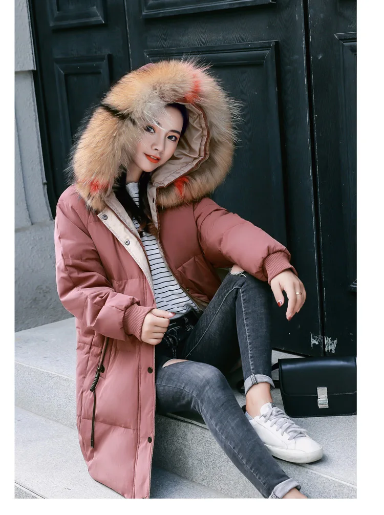 Новое поступление, зимнее теплое пуховое пальто с капюшоном, женские повседневные Длинные пуховики, женская утепленная хлопковая парка, верхняя одежда, корейское пальто