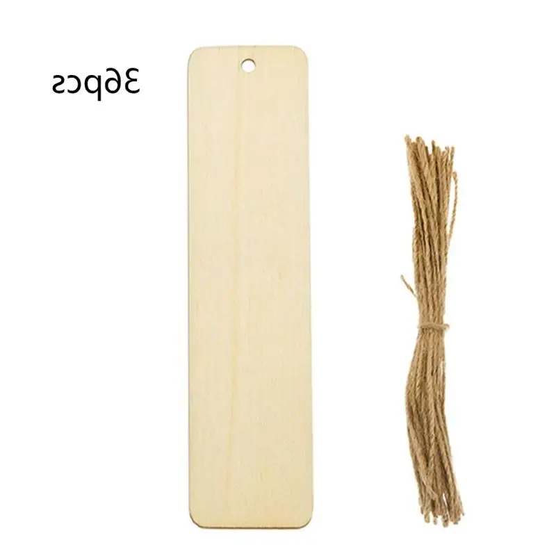 20Pcs Unfinished Rectangle Wooden Blank Bookmarks With Hole For  Scrapbooking