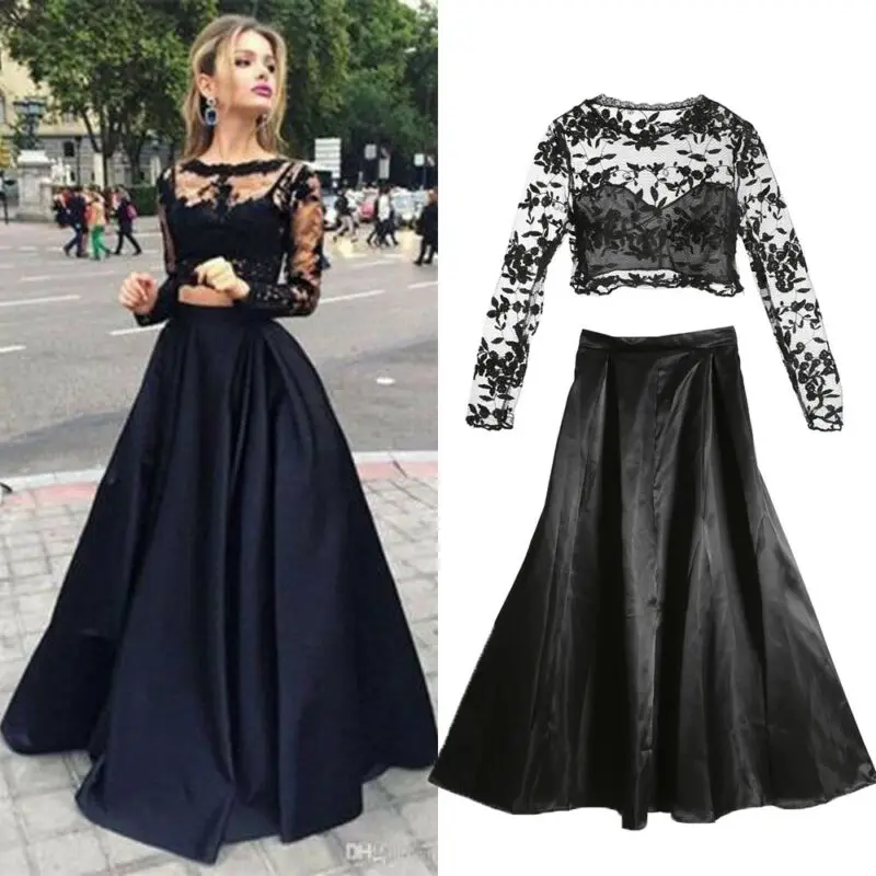 

Women's Clothes Set 2020 Sexy Floral Long Sleeve Tops Prom Ball Gown Formal Evening Party Maxi Dress Clothing Sets