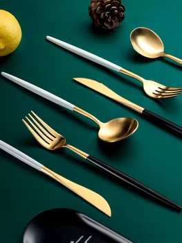 

Matte Cutlery Set Dinnerware Stainless Steel Korean Tableware Luxury Fork Knife Spoon Gift Boxes Faqueiro Inox Home Dinner EE6DC