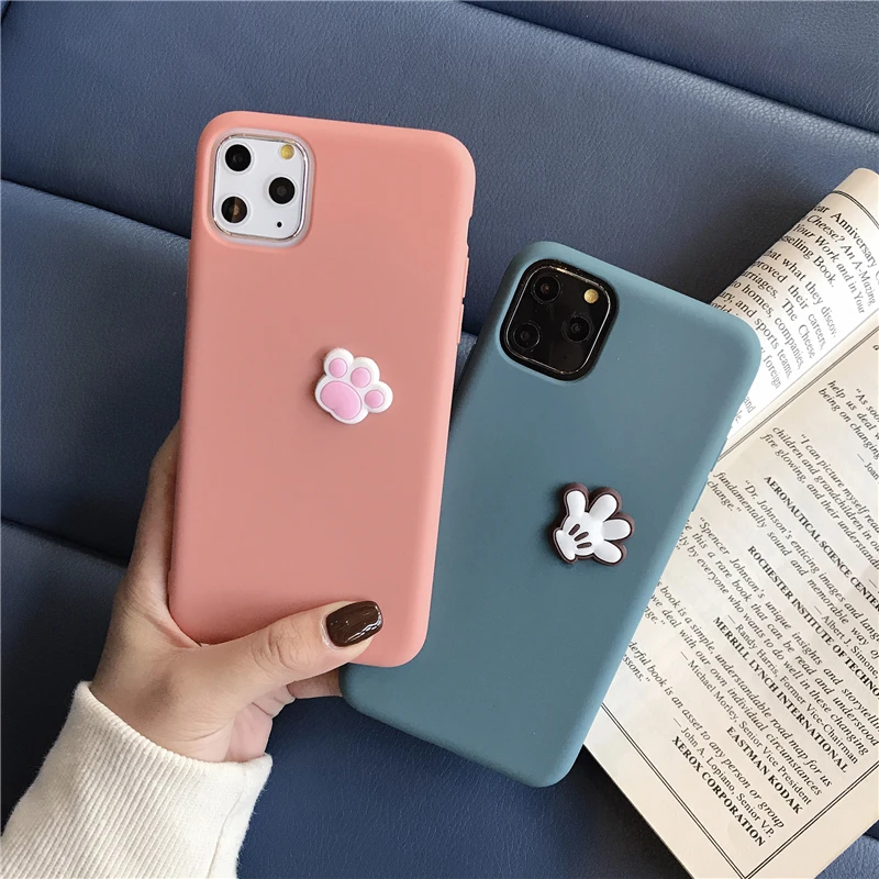 Мягкий силиконовый чехол для iPhone 11 Pro X XR Xs Max 6 6s 7 8 Plus, милый 3D мультяшный динозавр слон кошка мышь коготь
