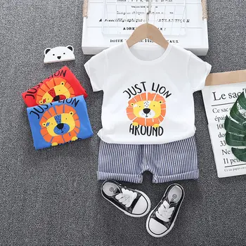 

Baby Boys Girls Cotton Out Clothes Summer Children lion Cartoon T Shirt Shorts 2Pcs/sets Infant Kids Fashion Toddler Tracksuits