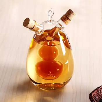

2 IN 1 350ml Olive Oil Dispenser Clear Glass Soy Sauce Vinegar Storage Bottle 2 Outlet Kitchen Storage Bottles & Organization