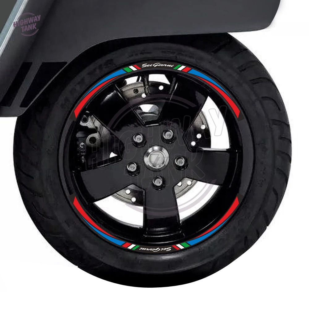 

Scooter 12" Wheel Reflective Sticker Set Case for Piaggio Vespa GTS Sprint Primavera 50 150 150S 300 300ie Rim Decals