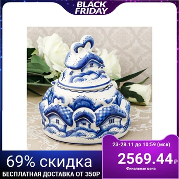 

Sugar bowl "Village", ed. Isaev, gzhel 1664515