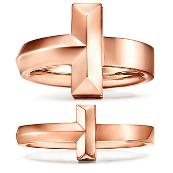 

Original 925 Sterling Silver TIF Classic New Ring Men and Women Couple Ring with Original Engraved Rose Gold Ring Free Shipping