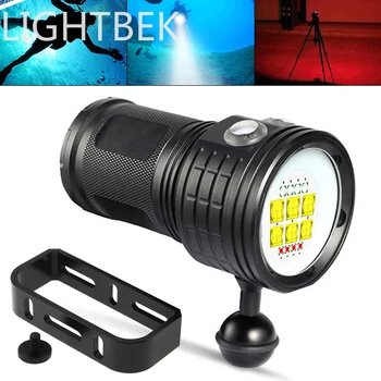 

LED Diving Flashlight QH14-4 300W Six 9090 White XML2 Four XPE Red R5 Four XPE Blue R5 LED Underwater 80m For Photography Video