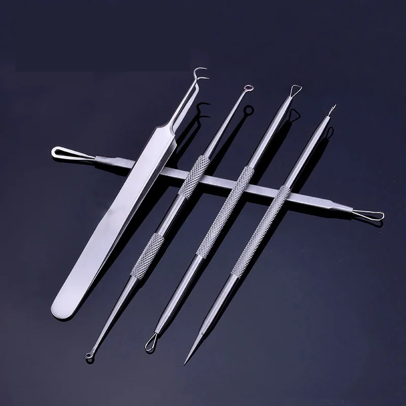 Plastic Box Stainless Steel Splinter Acne Clip Set Pull Blackhead Remover Squeeze Pox Tools Acne Pin Beauty Needle Remove Acne T