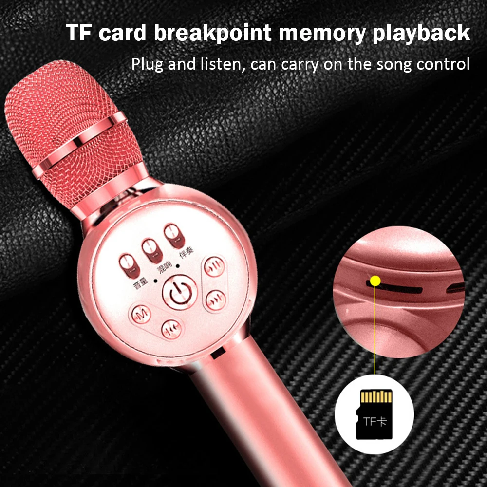 Bluetooth динамик микрофон красочные огни мобильный телефон беспроводной караоке микрофон музыкальный плеер для вокала, с рекордером KTV