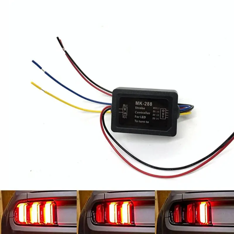 

1Pair 3-step Sequential Flow Semi Dynamic Chase Flash Tail Light Module Boxes Car Turn Signal Controller Motorcycles