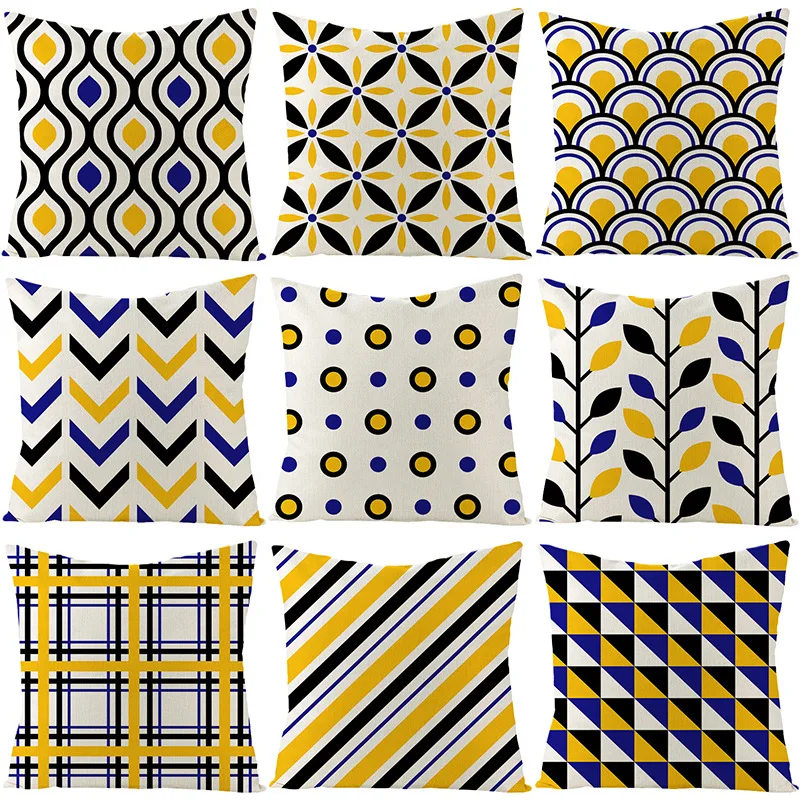

Pillow Cover Cushion Covers Geometric Pattern Linen Pillowcloth Decoration for Home Car Bed Sofa Living Room