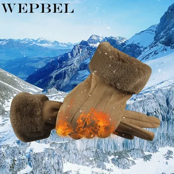 

WEPBEL Fashion Solid Gloves Casual Women's In Autumn And Winter Wrist Windproof Warm Plus Velvet Gloves