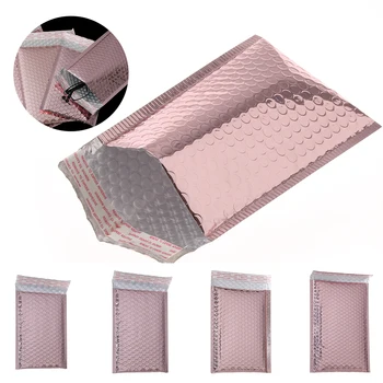 

5 pcs Rose Gold Bubble Envelope Foam Foil Shipping Mailing Bag Waterproof Shockproof Bubble Mailer Envelopes for Gift Packaging