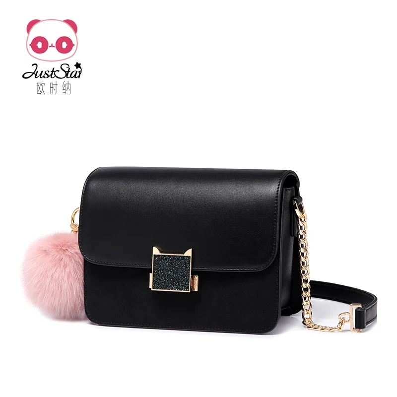 

EU Is Satisfied WOMEN'S Bag 2019 New Style Fashion Autumn And Winter Satchel Women's Shoulder Western Style Textured Furry Ball