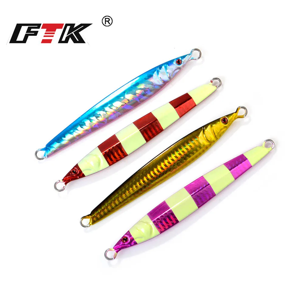 FTK Luminous Lead Jig Deep Sea Fishing Metal Micro Jig 100/120/150/200/250/300g Wobblers Slow Jigging Hard Bait Fishing Lures