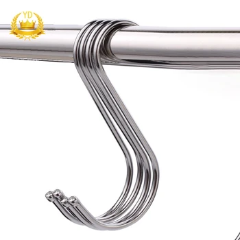 

5Pcs Household Stainless Steel S-shaped Hook Coat Hanging Hanger Bathroom Kitchen Railing S Hook Clasp Holder Hooks YDHS