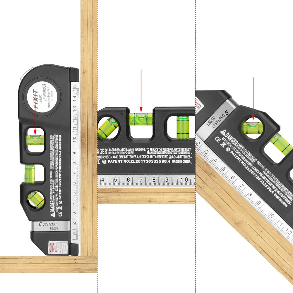 Лазерный уровень Горизонт Вертикальный 8 футов рулетка выравниватель пузырьки Линейка Инструмент для подвешивания фотографий укладка пола Мультитул ручной инструмент