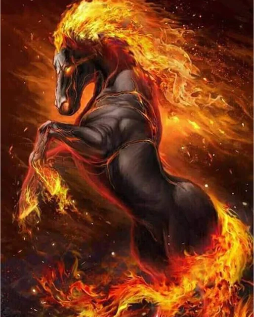 

New Circular Stones 5D Diy Diamond Painting Wild Horse Diamond Embroidery Sale Animal Diamond Full Display Home Decor Gift Jq349