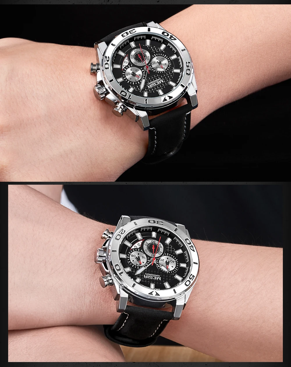 Мужской кожаный ремешок армейские спортивные кварцевые часы водонепроницаемый светящийся хронограф наручные часы мужские Relogios часы 2094