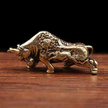 

Chinese Old Antique Collectible Brass cattle Pendant hand piece statue Gift Bull Market Lucky Stock Special New Year Present