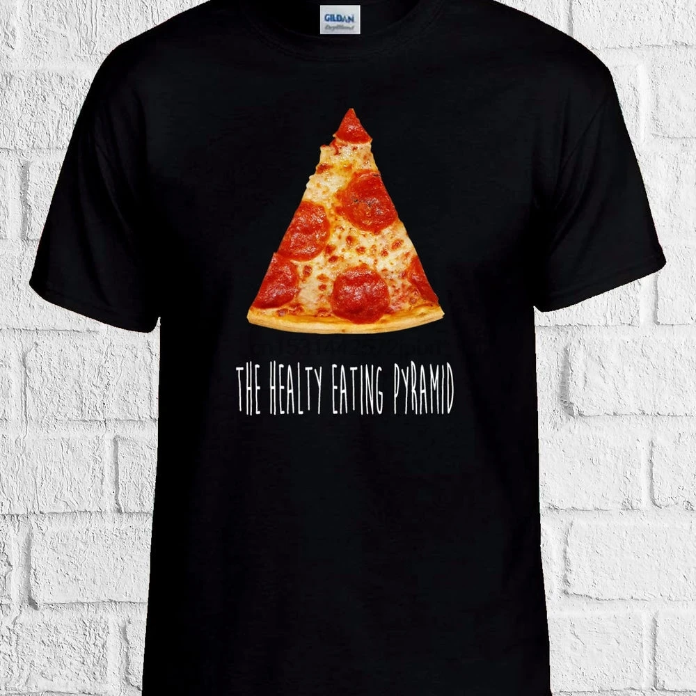 The Healthy Eating Pyramid Pizza T Shirt Men Women Unisex Top No Pain Gain 1417 |