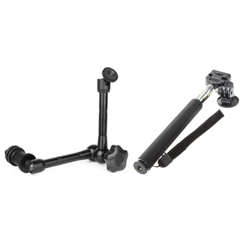 

1pcs Extensible Hand Self Monopod with Tripod Mount & 1pcs 11 Inch Articulating Arm Friction with Hot Shoe Mount