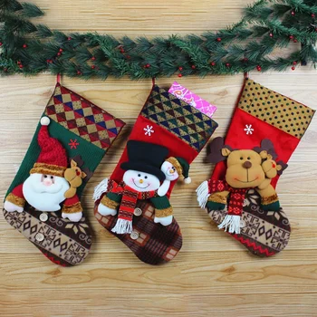 

Sock Household Decoration Christmas Stockings Cute Candy Gift Bag Portable Santa Claus Christmas Decoration For Outdoor Tool