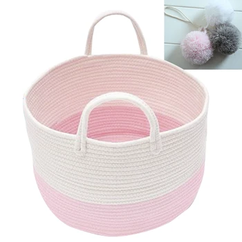 

Foldable Laundry Holder Large Capacity Natural Toys Cotton Rope With Handle Clothes Decorative Storage Hamper Storage Basket