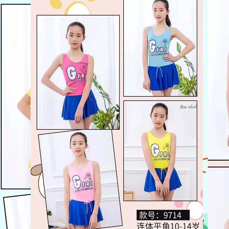 

New Style One-piece KID'S Swimwear Cute Cartoon Pattern-Extra-large Child Bathing Suit (10-15-Year-Old) 9714 Childrenswear