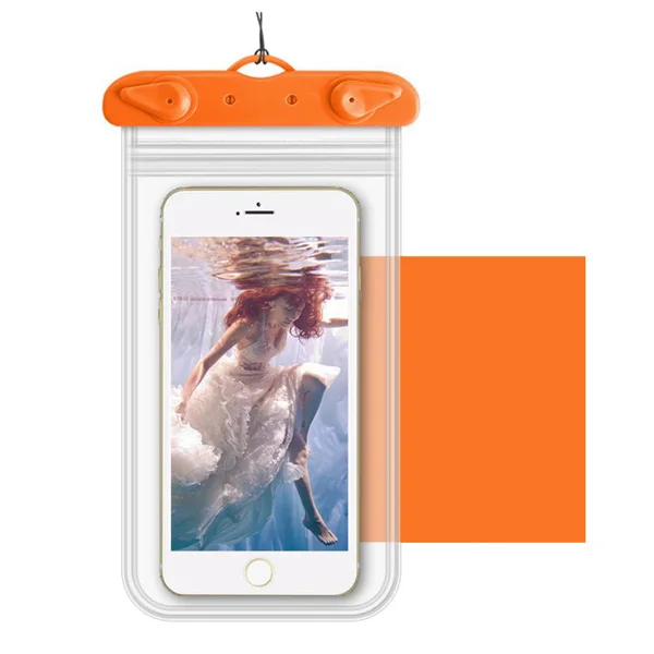 Orange Двойной герметичный водонепроницаемый мобильный чехол для iPhone X 8 7 huawei телефон сумка с карманами для сушки Плавание Дайвинг Водонепроницаемый чехол для телефона - Цвет: Orange