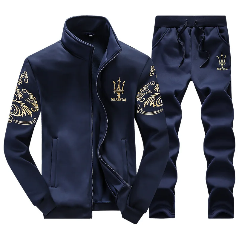 

2018 Spring And Autumn MEN'S Sweater Casual Fold-down Collar Long Sleeve Sports Set MEN'S Coat Students Hoodie Fashion