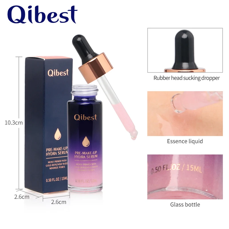 QIBEST предварительная Косметика Золотая фольга Увлажняющая сыворотка увлажняющая сужающая поры Антивозрастная эссенция для лица осветление тонких линий Сыворотка для лица