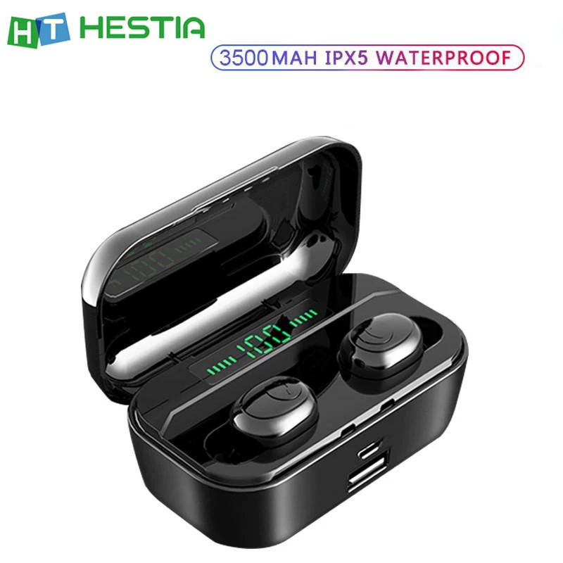 Kaufen G6S Bluetooth Kopfhörer LED Schnelle Drahtlose Lade Ohrhörer Volumen Control TWS Hörer mit 3500 mAh Power Bank Lange Batterie Lebensdauer