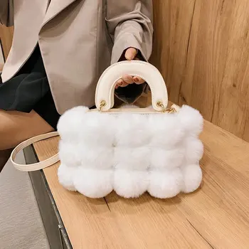 

Christmas Gifts Soft Fur Handbags For Women 2020 Luxury Panelled Designer Shoulder Bag Autumn And Winter Ladies Travel Tote Bags