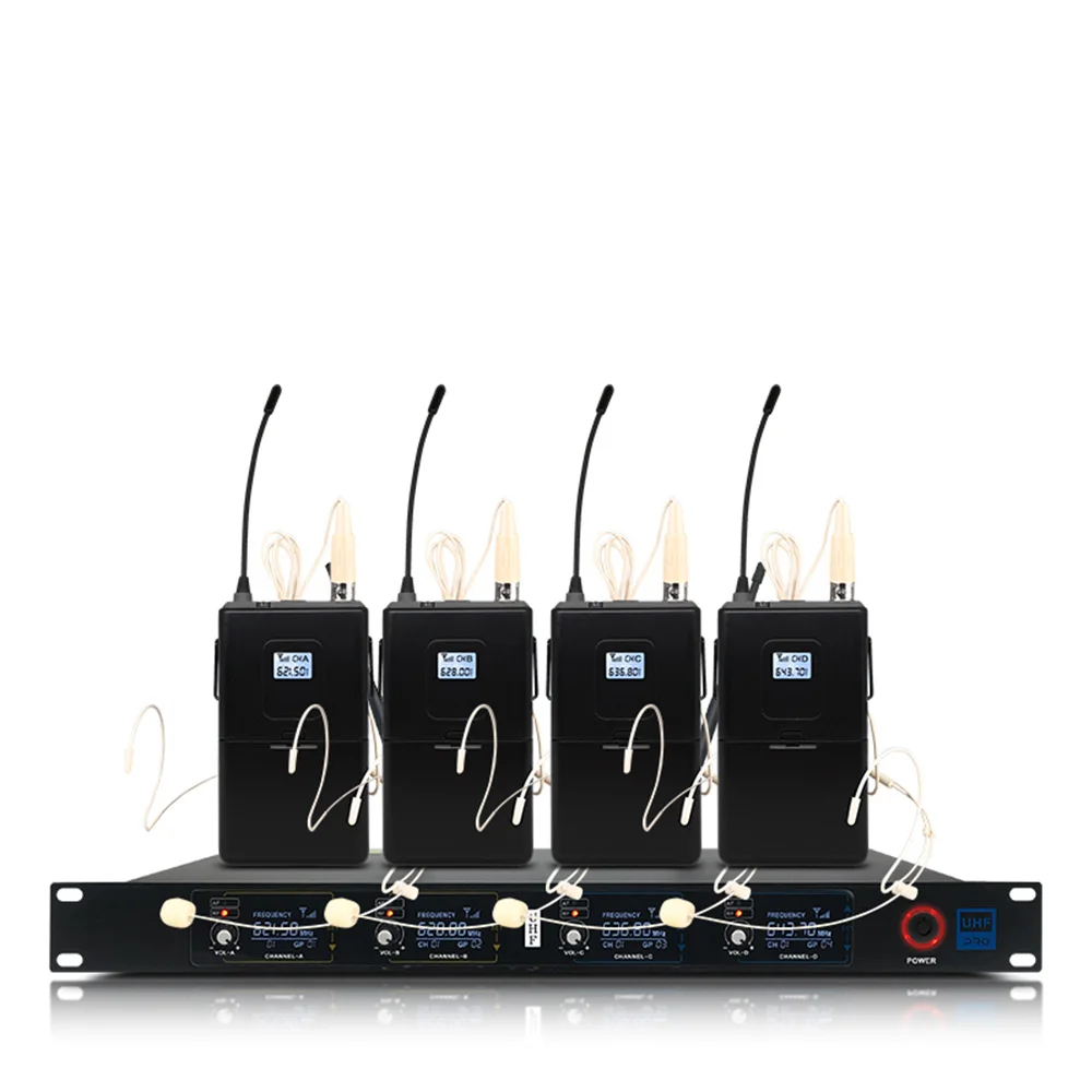 

Orban4 channel UHF wireless microphone system with 4 head-mounted devices for stage churches for family gatherings