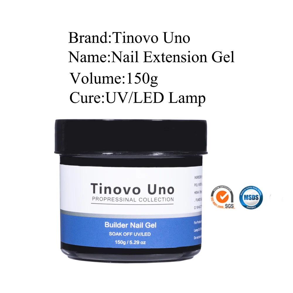 Tinovo Uno Poly Nail Gel French Manicure Builder UV Gel for Extension 150g White Crystal Pink Poly Acrylic Gel Paint Nails Art 5