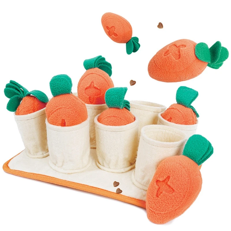 Plush Carrot Dog Toys Snuffle Mat Dog Puzzle Hide Seek Food Foraging Training Slow Feeder Toys Stress Release Pet Supplies