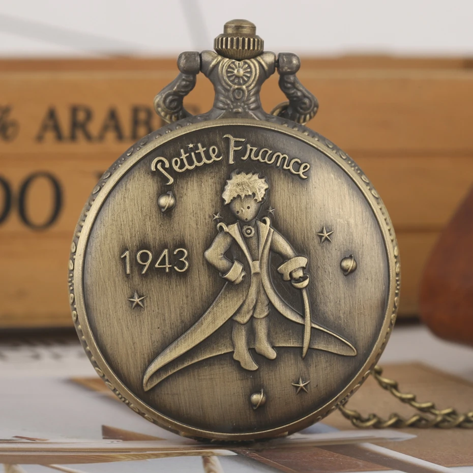 Hot Selling Classic The Little Prince Movie Planet Blue Bronze Vintage Quartz Pocket FOB Watch Popular Gifts for Boys Girls Kids 2019 2020 2021 2022 2023 (6)