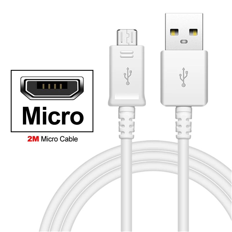 Для huawei Honor 7x ЕС адаптер для настенного зарядного устройства для быстрой зарядки Micro/Тип C USB кабель Honor 7x 3c 3x 4a 4c 4x g7 p7 p6 5c 6a 5x6 6c 6x - Тип штекера: 2m Micro Cable