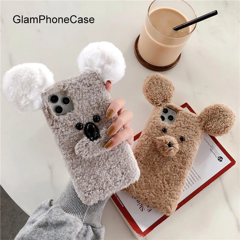 GlamPhone чехол, плюшевый коала чехол для телефона для iPhone11Pro/Max X XS Max XR, мягкий силиконовый чехол для iPhone11 7 8 6 6s Plus чехол