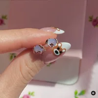 New Ins Cute Inlaid Zircon Animals Stud Earrings Simple Real Gold-plated Color Zircon Earrings For Women Girls Fashion Jewelry 2
