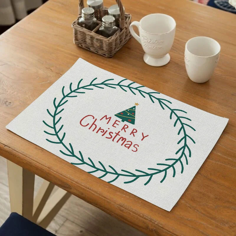 

TTLIFE Christmas Dining Table Mat Reusable Placemat Kitchen Tool Tableware Drink Coasters Kitchen Decoration Accessories
