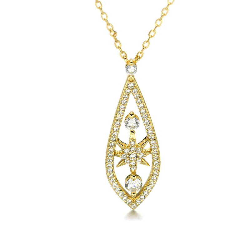 

Japanese-style 925 Sterling Gold Plated Zircon Necklace Women's SJ Commuting Versitile Fashion Simple Sweater Chain