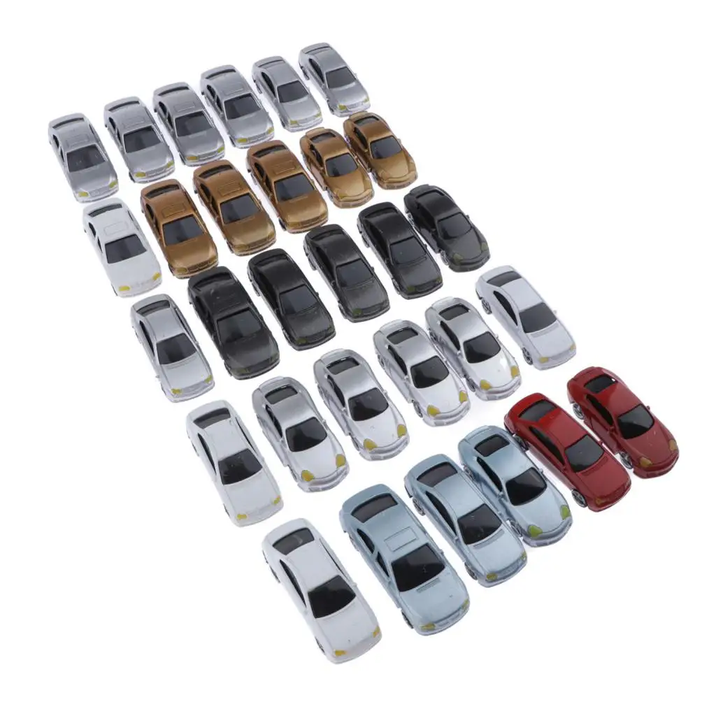 30pcs Painted Model Cars Miniature Model Car Building Train Layout Scale HO OO (1 to 75)
