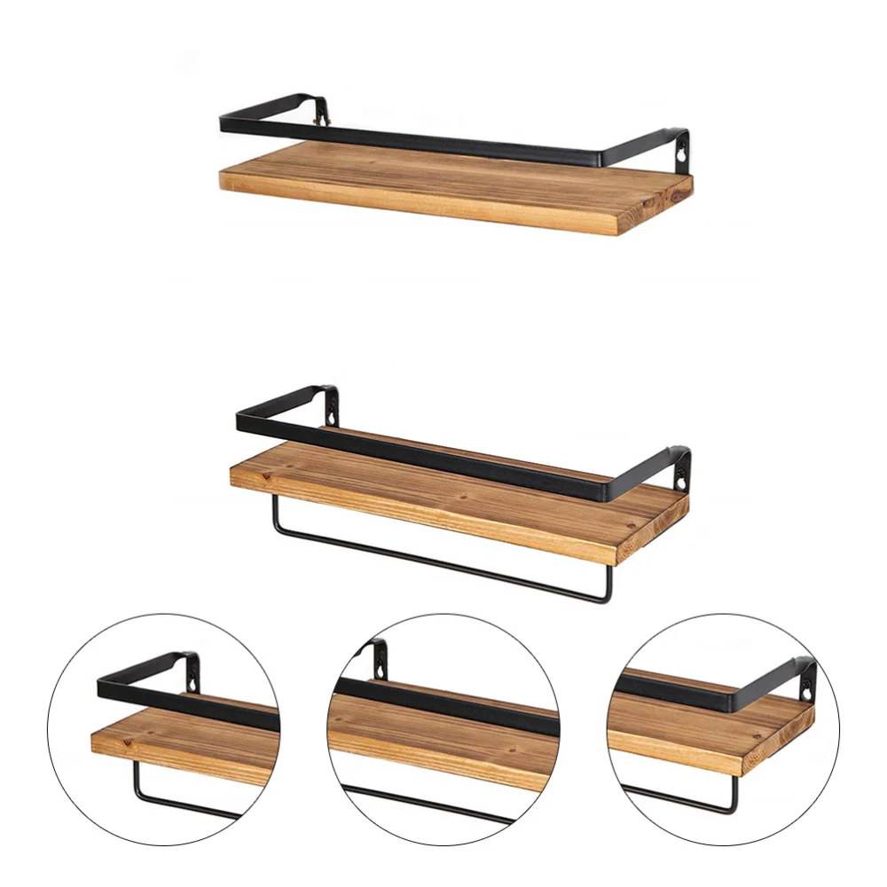 

Modern Wall Hanging Board Iron Art Shelf Pine Shelf Wall Mounted Storage Rack