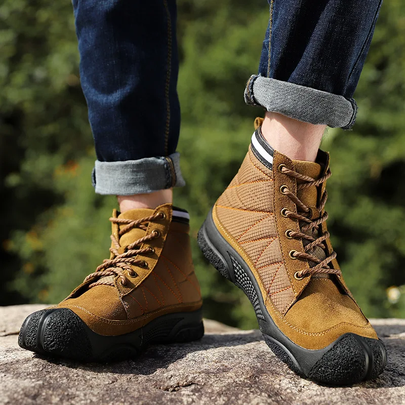 

New Style Autumn And Winter Outdoor Anti-Sand Mouth Hot Selling Snow Boots plus Velvet Large Size Martin Boots Hight-top Men Cot