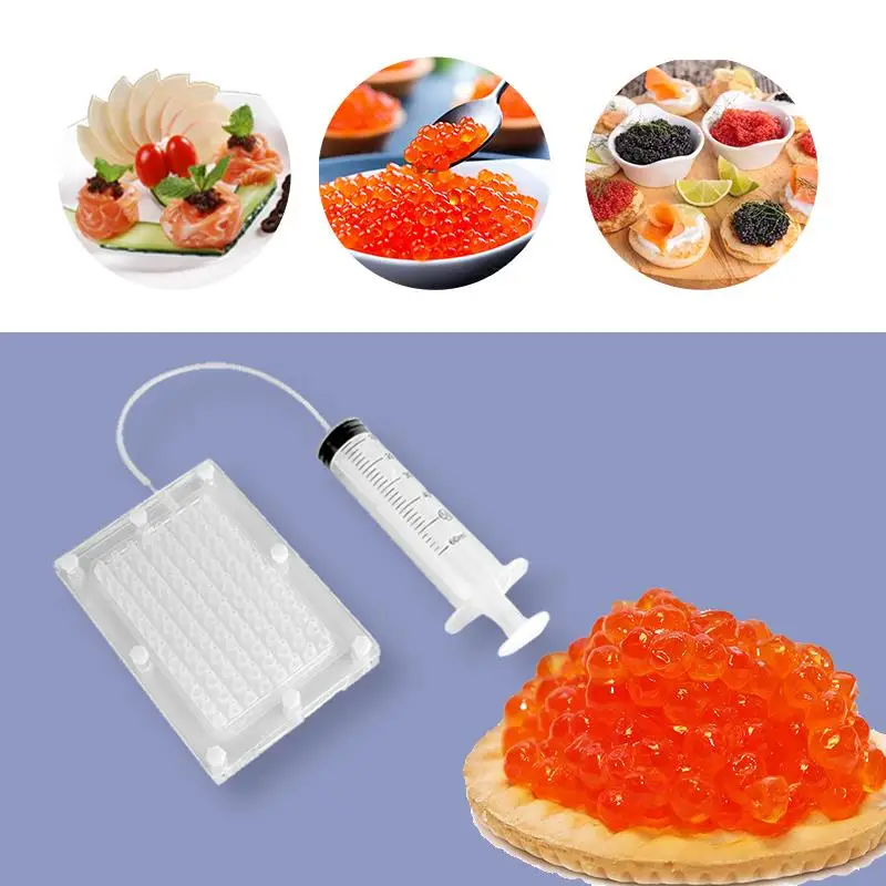 Kit de gastronomía molecular 1Life Caviar Maker Herramienta para hacer salsas de roe con cuchara y jeringa de acrílico Caviar caja coladora