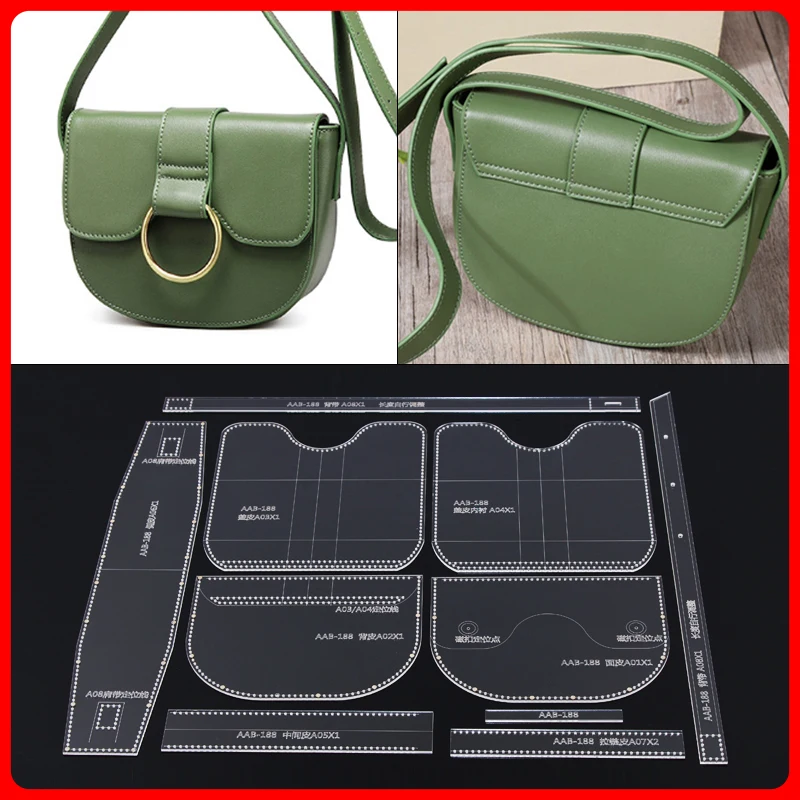 1 set Single shoulder bag paper grid Messenger Bag acrylic pattern drawing design DIY manual leather goods s | Дом и сад
